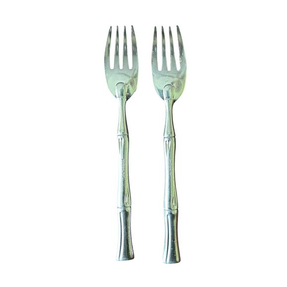 Ricci Argentieri Bamboo Stainless Steel Fork Set Of 2 - Picture 5 of 6
